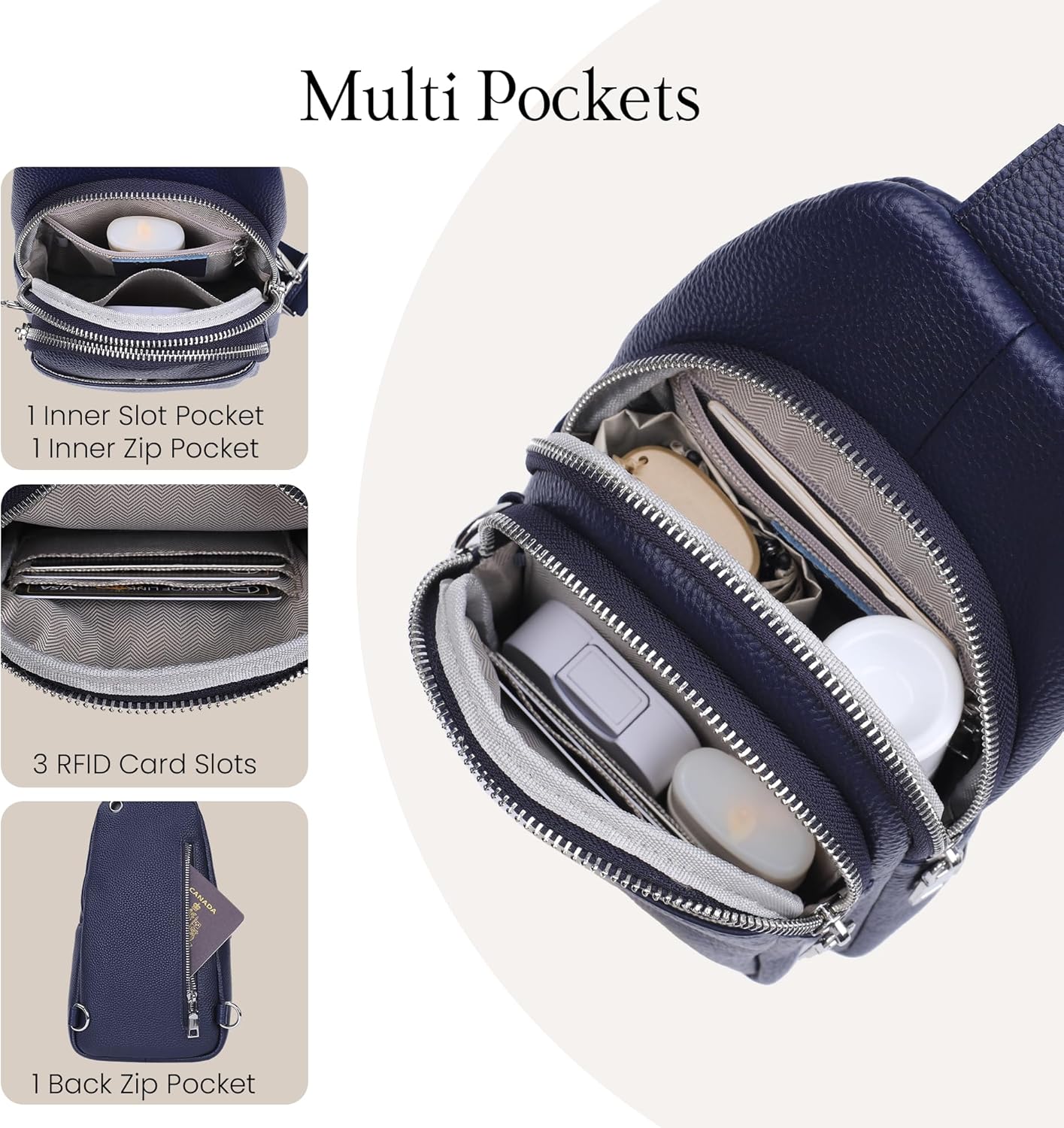 Travel bag in genuine leather for women