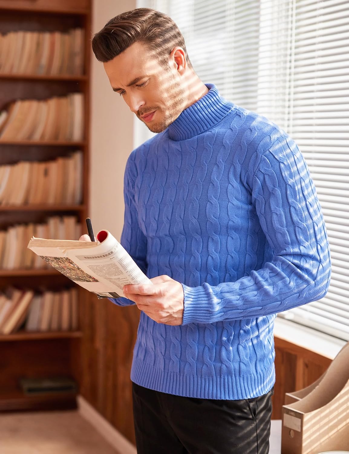 COOFANDY Men's Polo Sweater Fine Knit Long Sleeve Sweater Basic Regular Fit Pullover