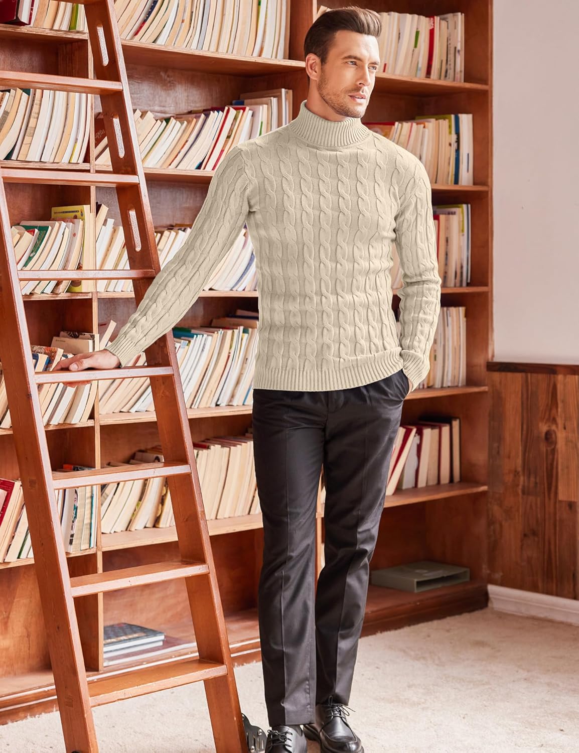 COOFANDY Men's Polo Sweater Fine Knit Long Sleeve Sweater Basic Regular Fit Pullover