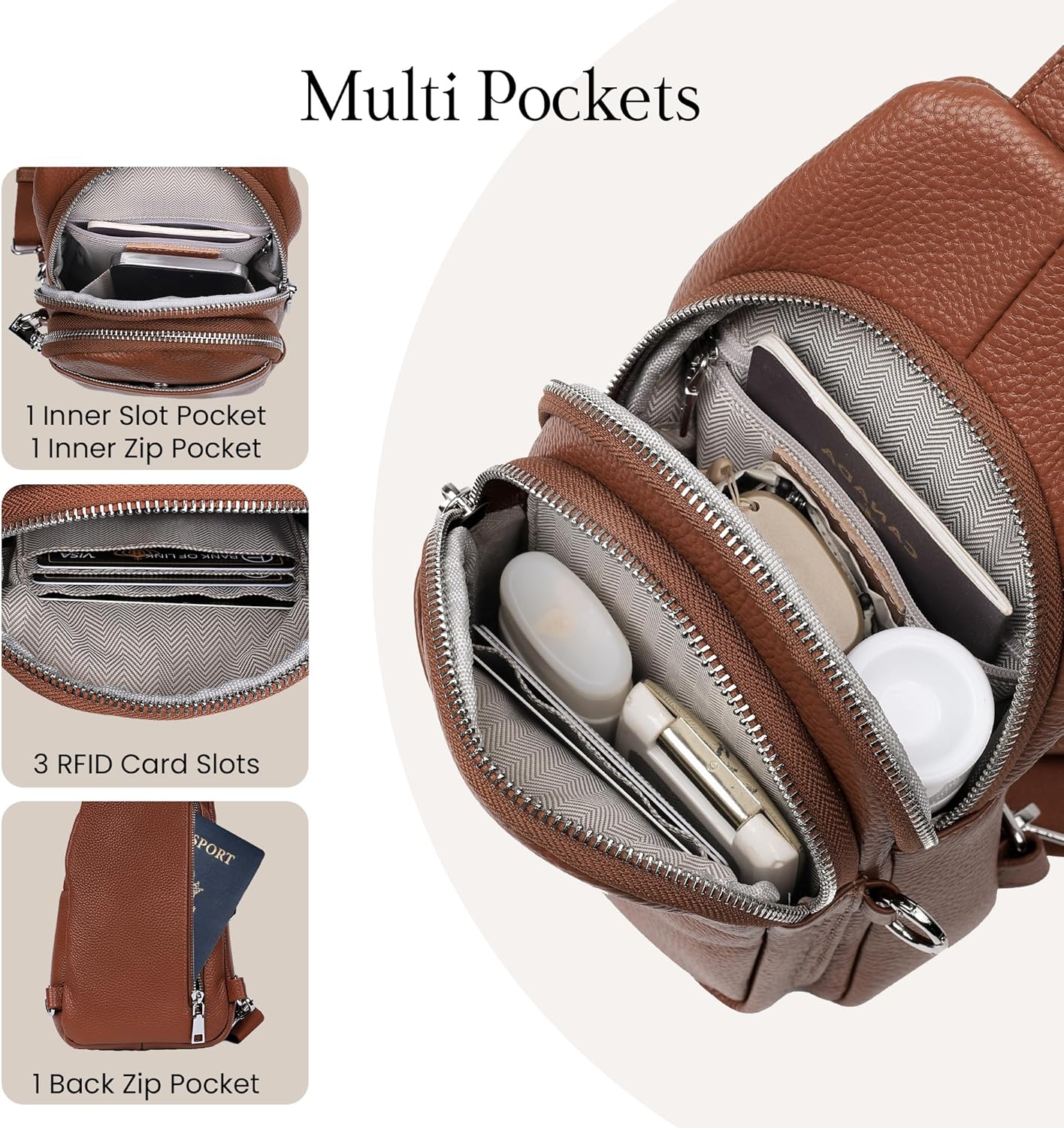 Travel bag in genuine leather for women